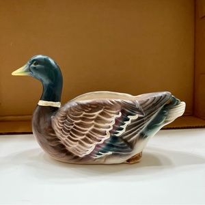 Vintage Porcelain Mallard‎ Duck Flower Planter Dish Holder